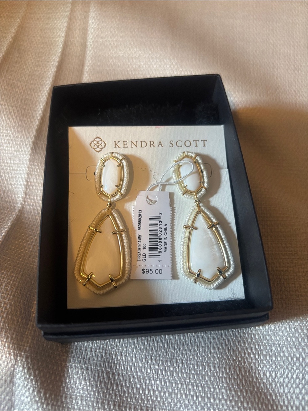 Kendra Scott Gold and White Teardrop Double-Drop Earrings